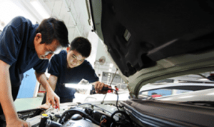 Mechanics doing an Engine Diagnostic